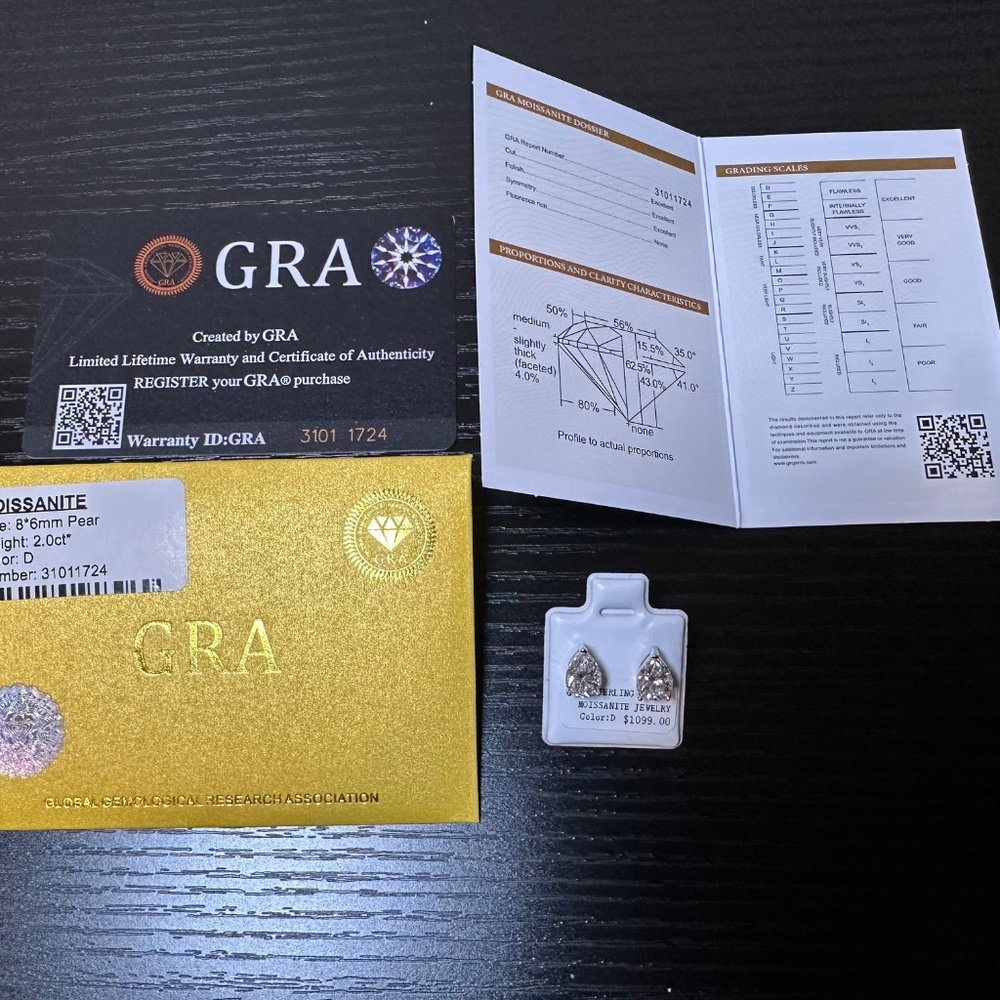 NWT | Certified | 2 Carat Moissanite Diamond Stud Earrings | 925 Sterling Silver - Picture 5 of 5